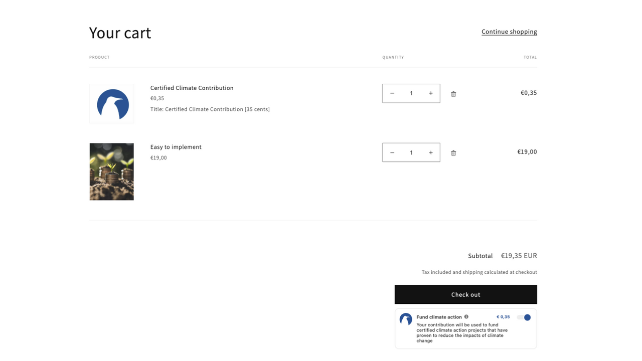 Eco Checkout and Carbon Offset Example