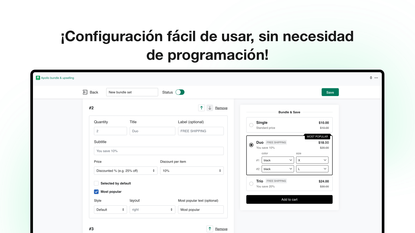 ¡Configuración fácil de usar, sin necesidad de programación!