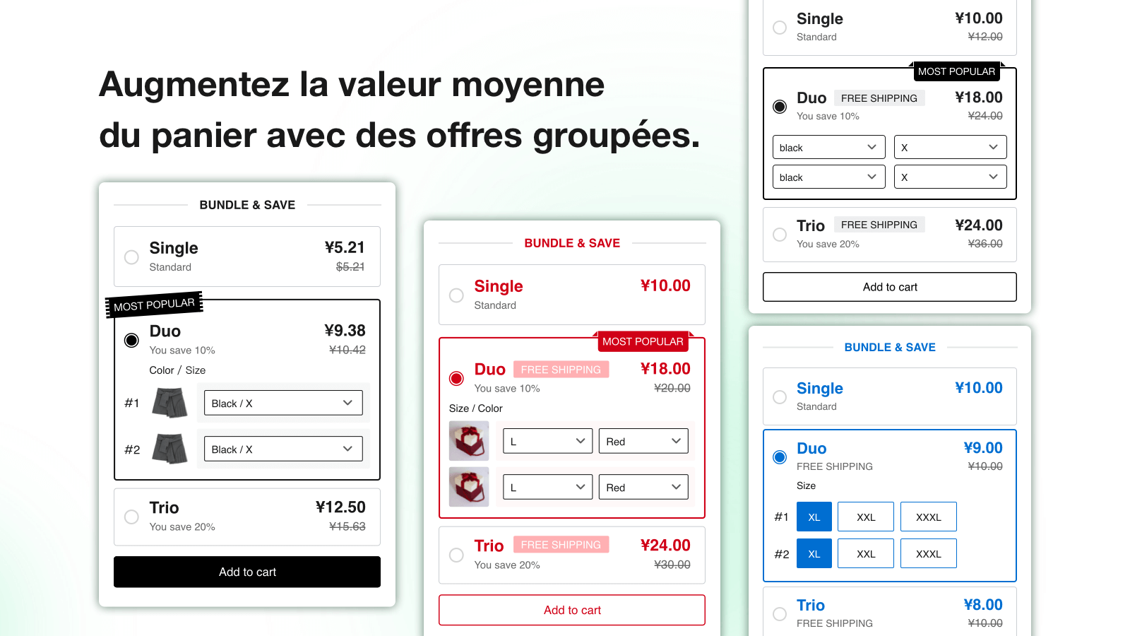 Augmentez la valeur moyenne du panier avec des offres groupées.