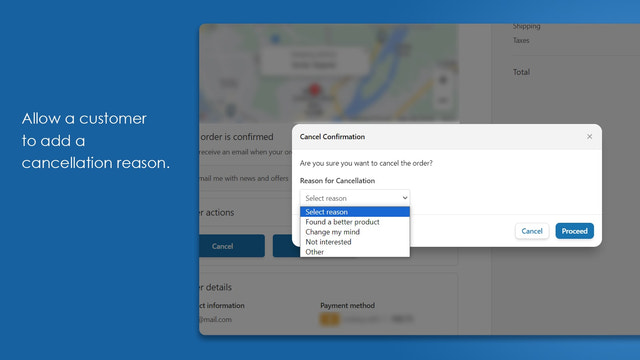 Let customers add a cancellation reason - Codify Order Cancel