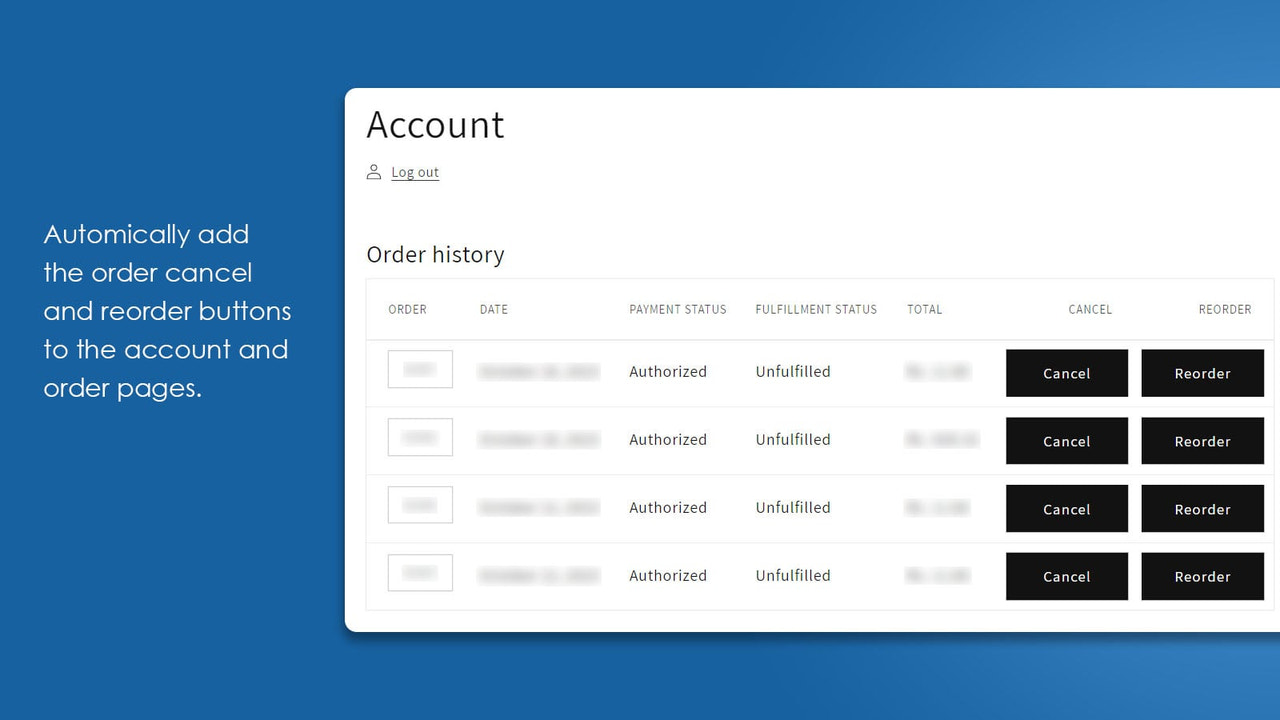 Add order cancel button to account page - Codify Order Cancel