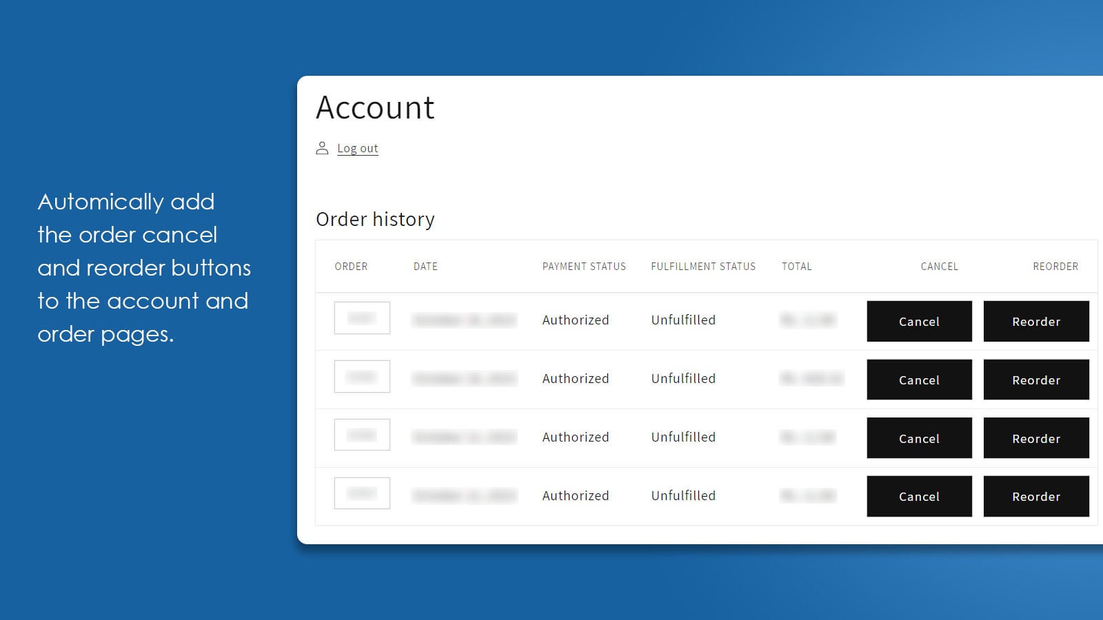 Voeg order annuleer knop toe aan accountpagina - Codify Order Cancel