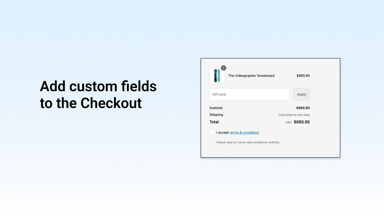 Adicione campos personalizados ao Checkout