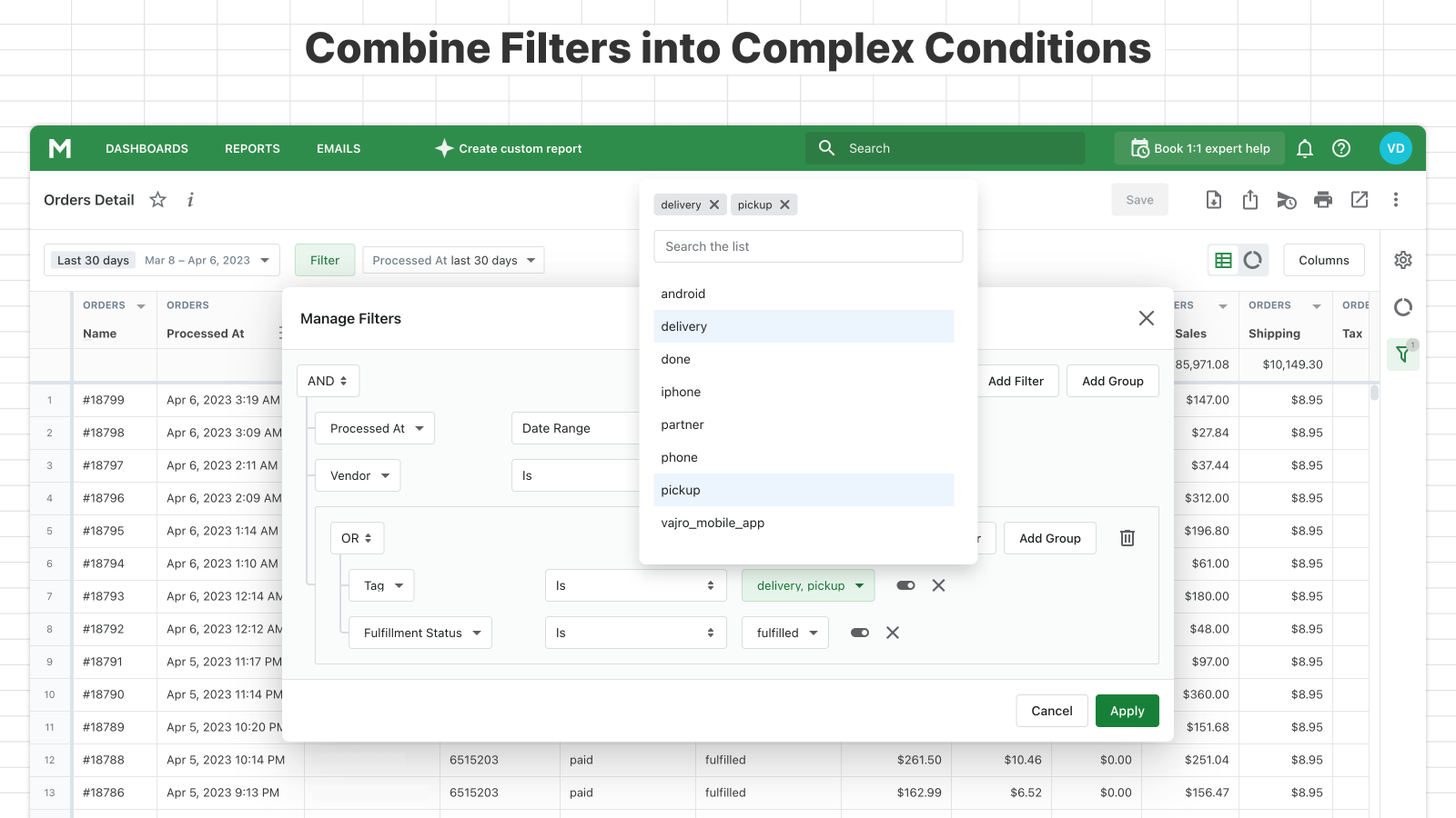 Rapports Avancés : Reporting et Filtration