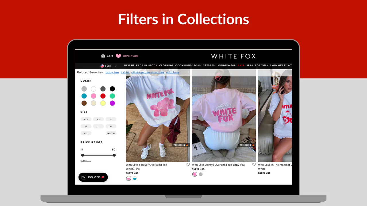 Collection and Search Merchandising & Filter menu