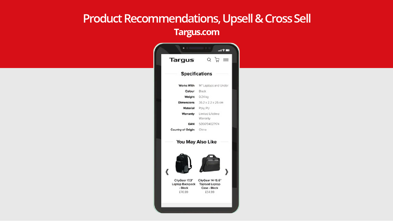 Search - Product Recommendations, upsell & cross Sell Targus