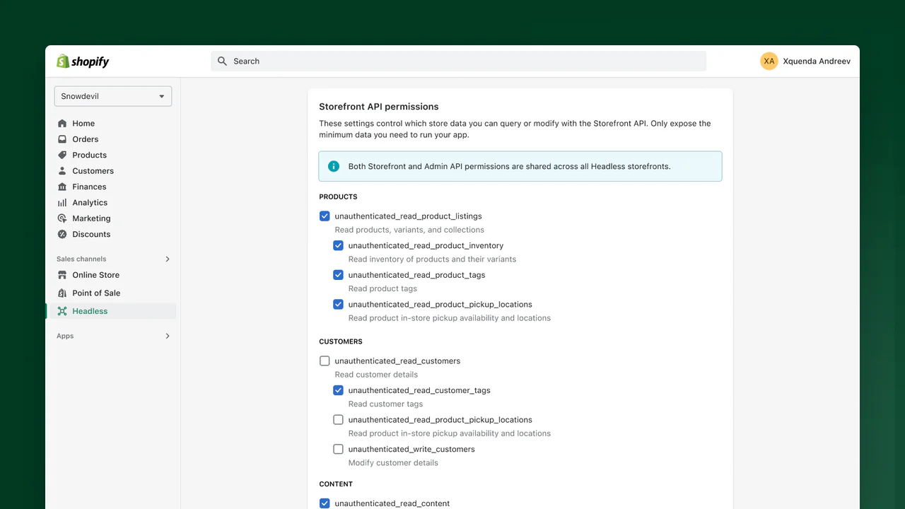 Storefront API permission control