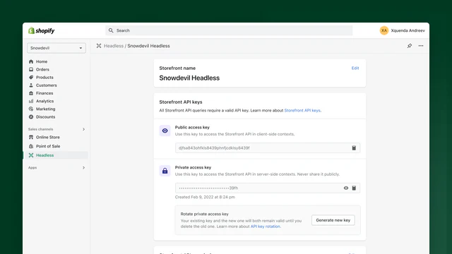 Storefront API keys