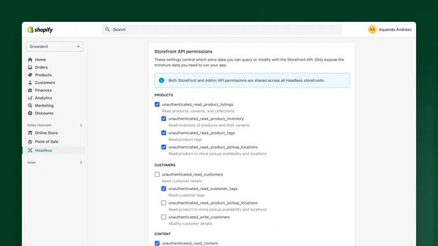 Storefront API permission control