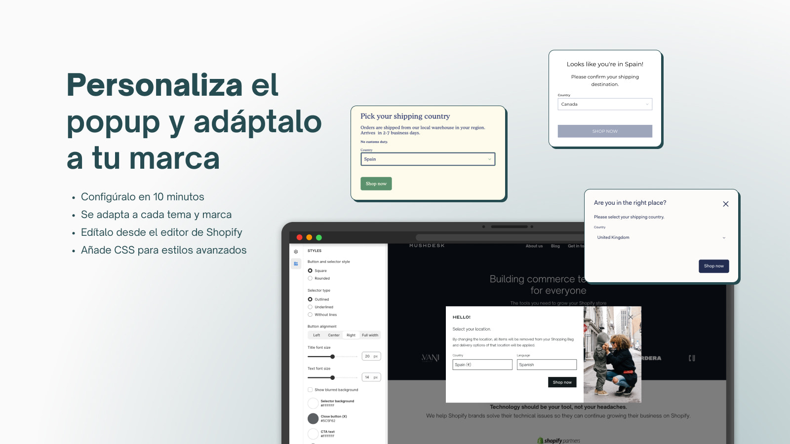 Personaliza el popup y adáptalo a tu marca con estilos avanzados