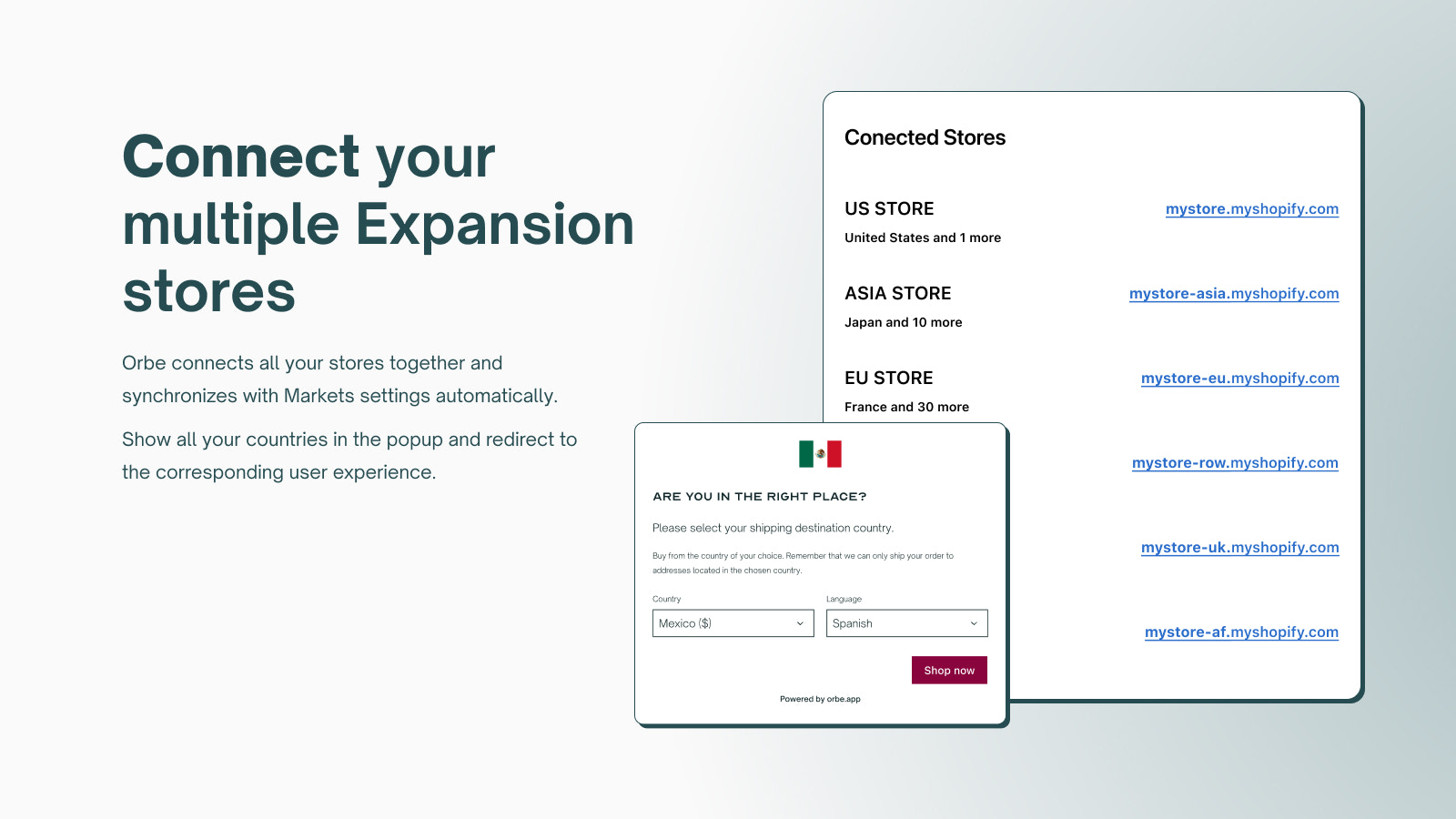 Connect your multiple Expansion stores for country redirect