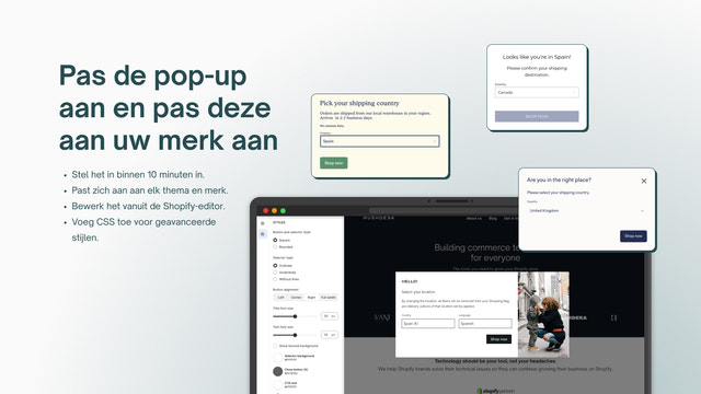 Pas de pop-up aan en pas deze aan uw merk aan