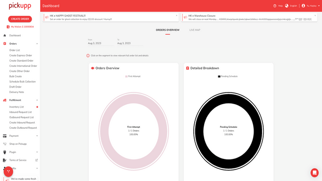 View order history, monitor status and generate report at ease.