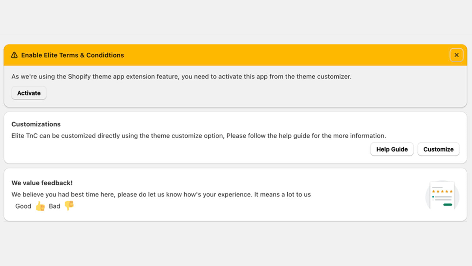 Zon Terms and Conditions Screenshot