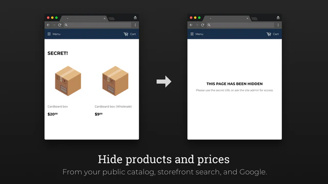 Hide products and prices