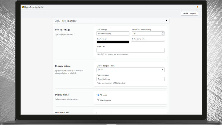Ecom Age Verification Popup Screenshot