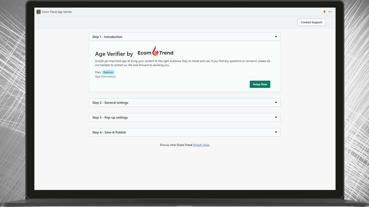 Ecom Trend age verifier starting UI