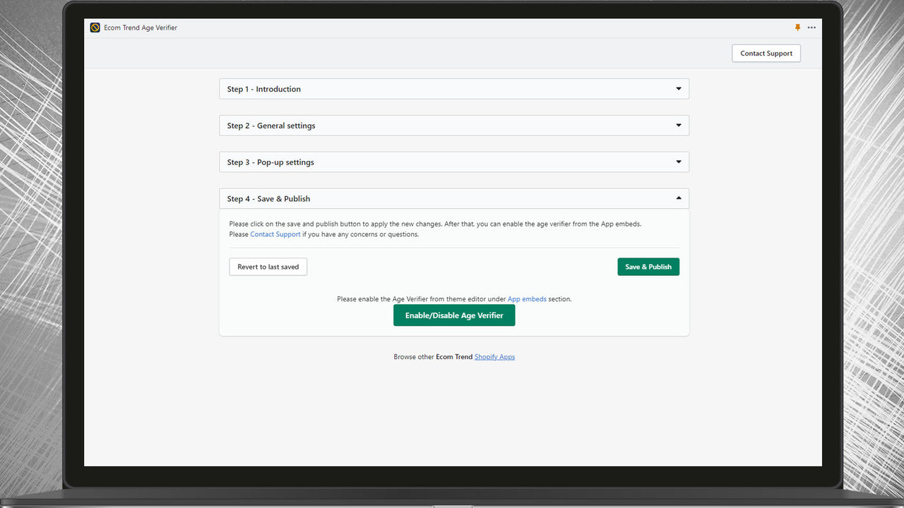 salvar e publicar configurações do verificador de idade