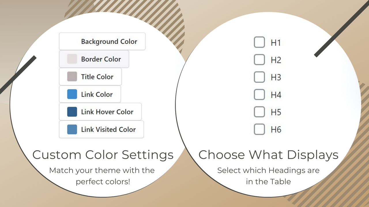 Configuraciones de Diseño de la Tabla de Contenidos