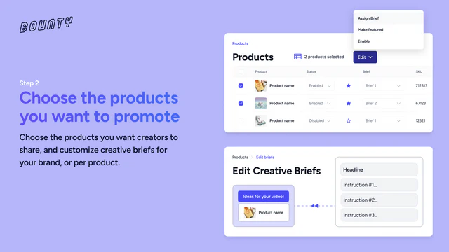 Step 2 - Configure your products & creative briefs