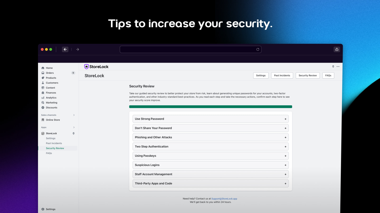 Additional tips to help secure your Shopify store.