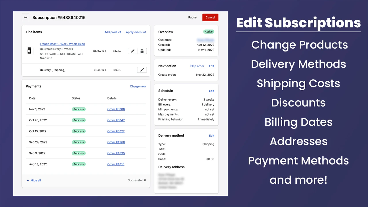 Edite cada aspecto de las suscripciones con herramientas de administración flexibles