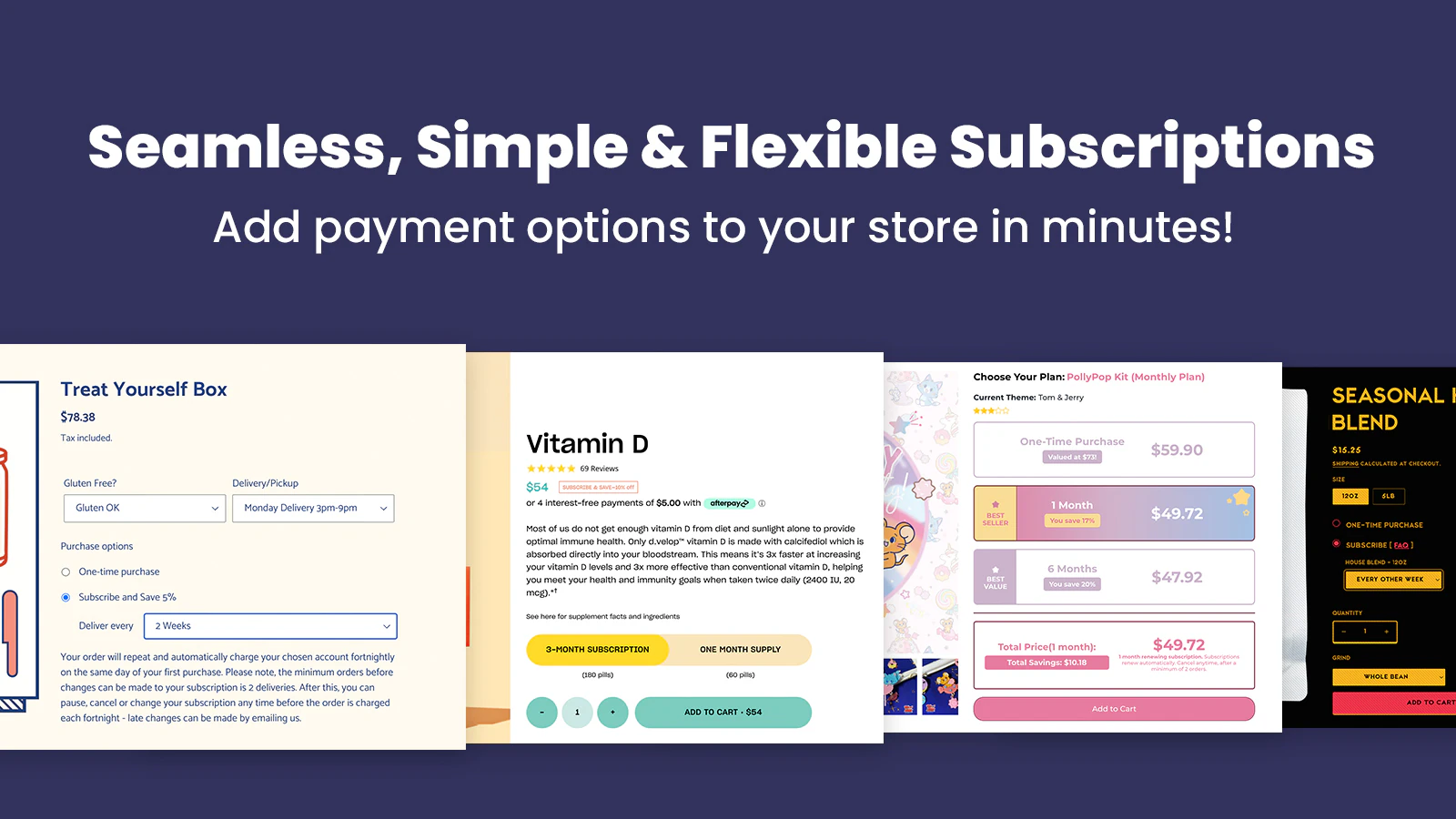 Fügen Sie mühelos Abonnementoptionen zu Produktseiten hinzu.