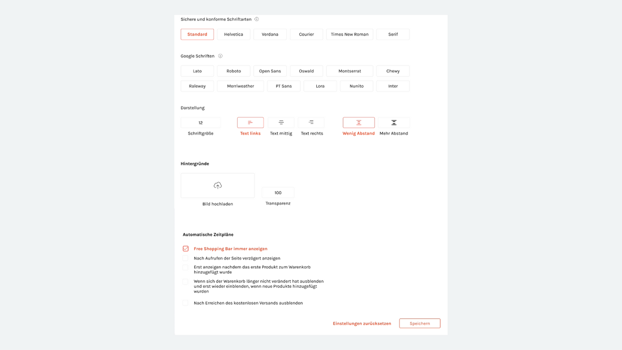 Free Shipping Bar pro settings