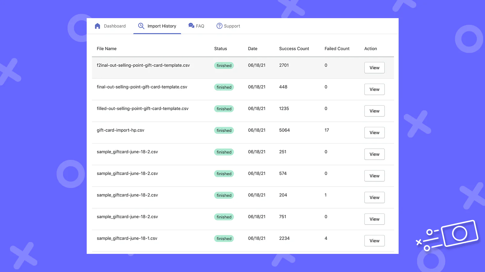 Selling Point Gift Card Migration History