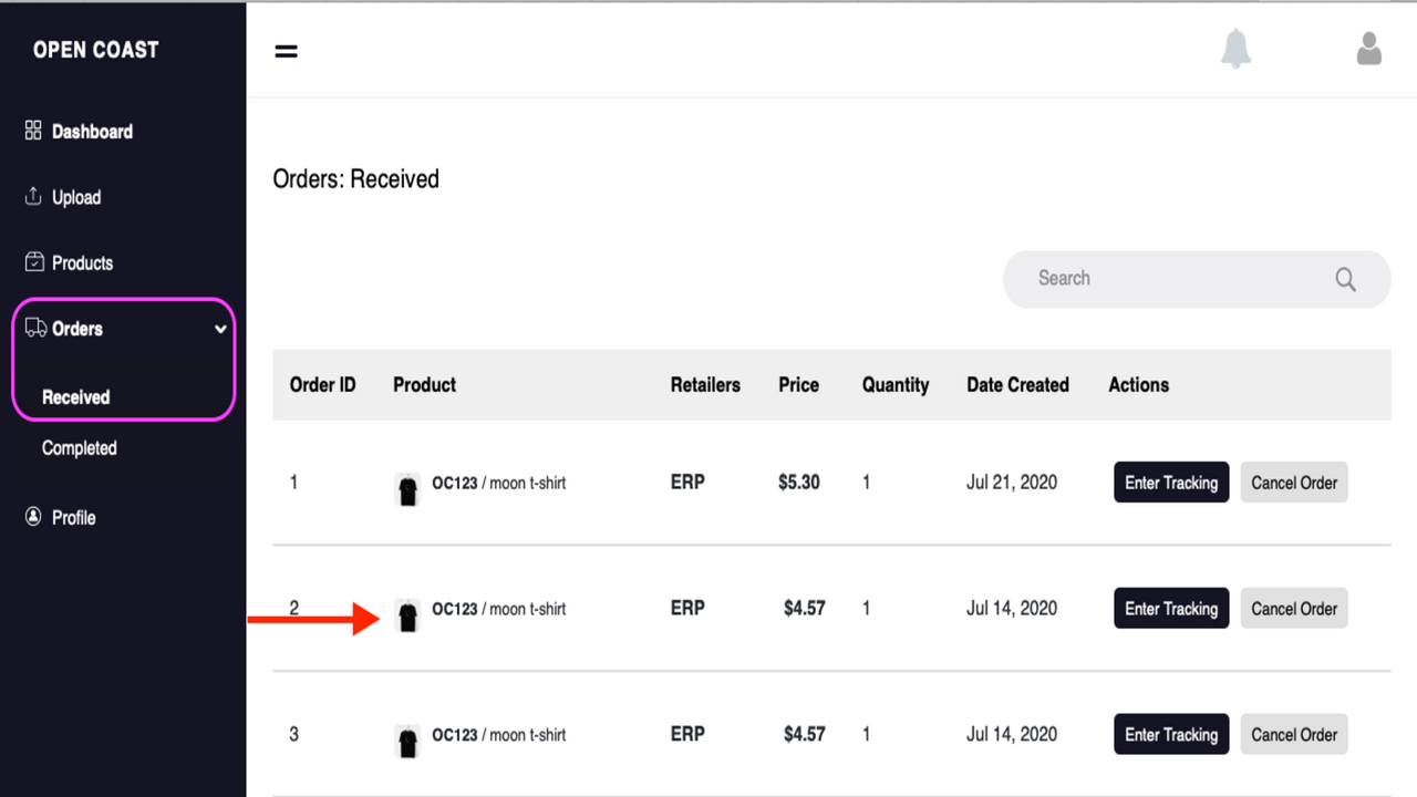 Step 5: Check 'Orders' tab to view successful transactions  