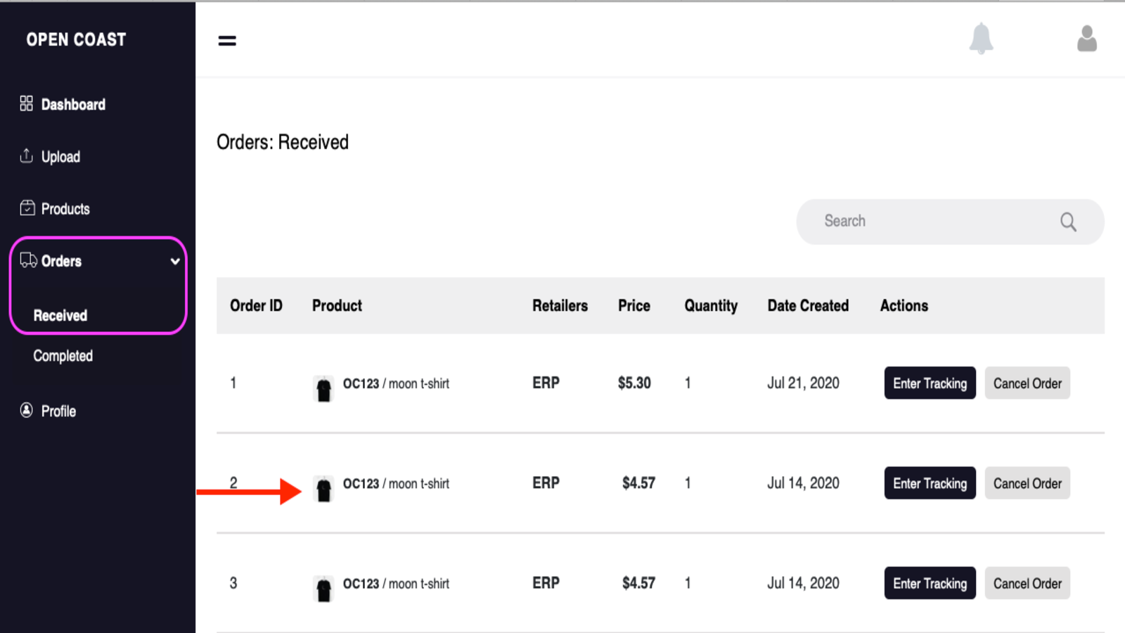 Step 5: Check 'Orders' tab to view successful transactions  