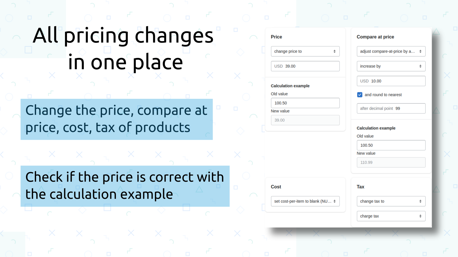 All pricing changes in one place