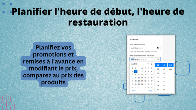 Planifier l'heure de début, l'heure de restauration