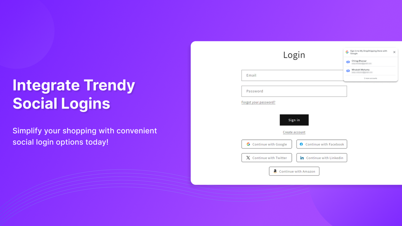 Use trendy social login for your eCommerce