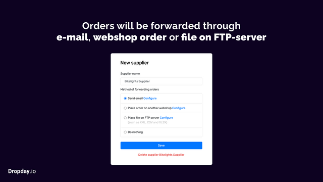 There are several ways of forwarding orders.