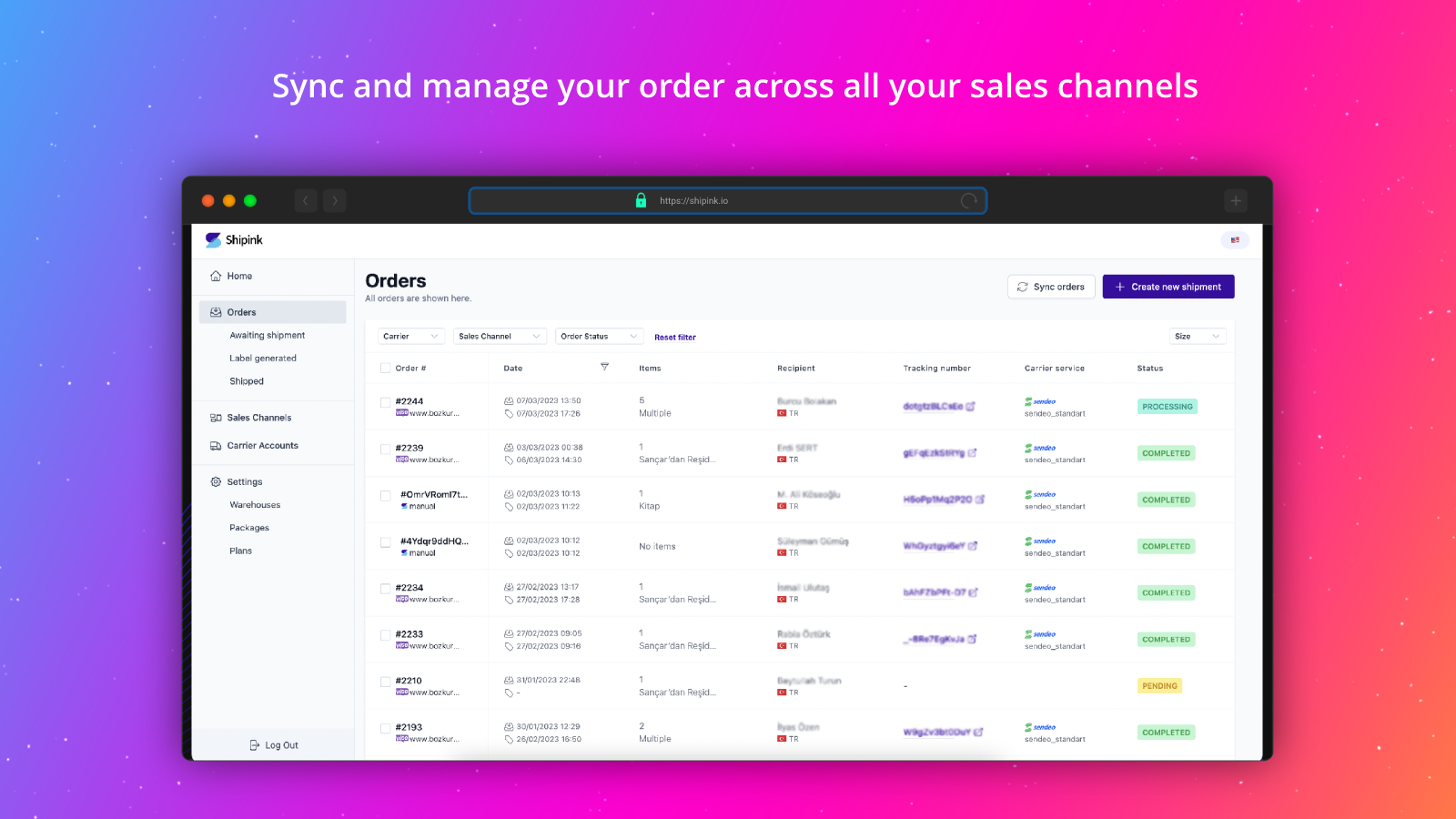 Sync and manage orders