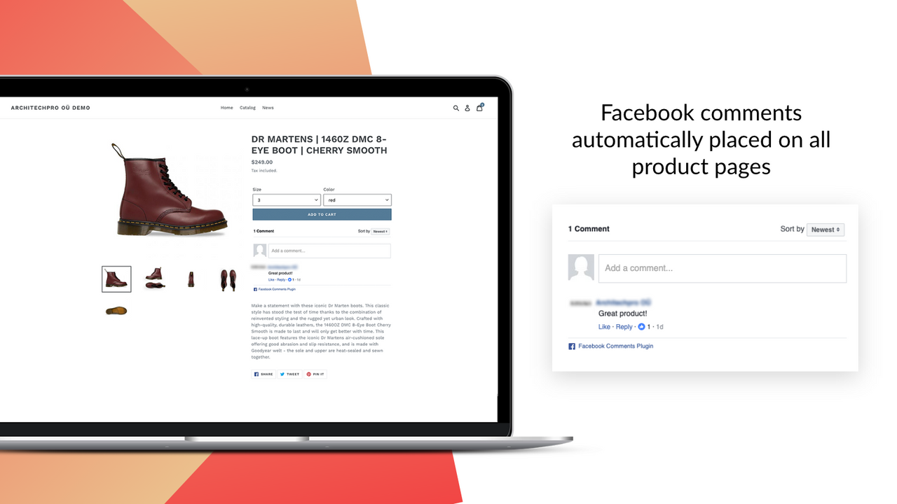 Facebook reactie Beoordelingen op alle Shopify winkel productpagina's