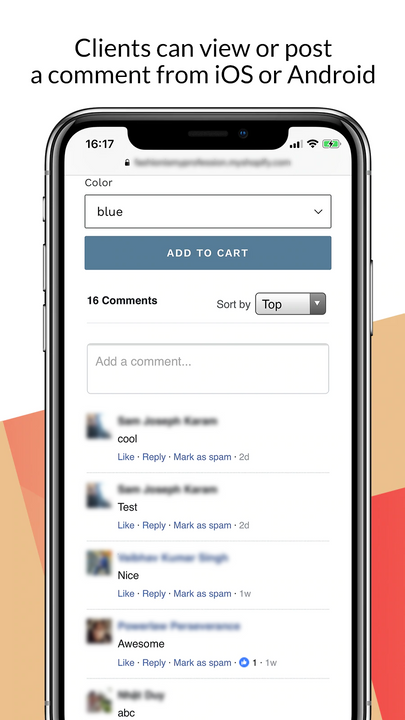 Comentários do Facebook para Shopify no mobile