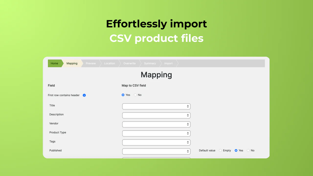 Import products csv product feeds