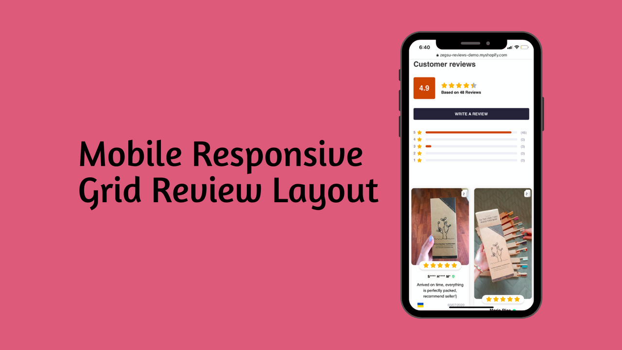 AliExpress Bewertungen Raster Mobile responsive Layout