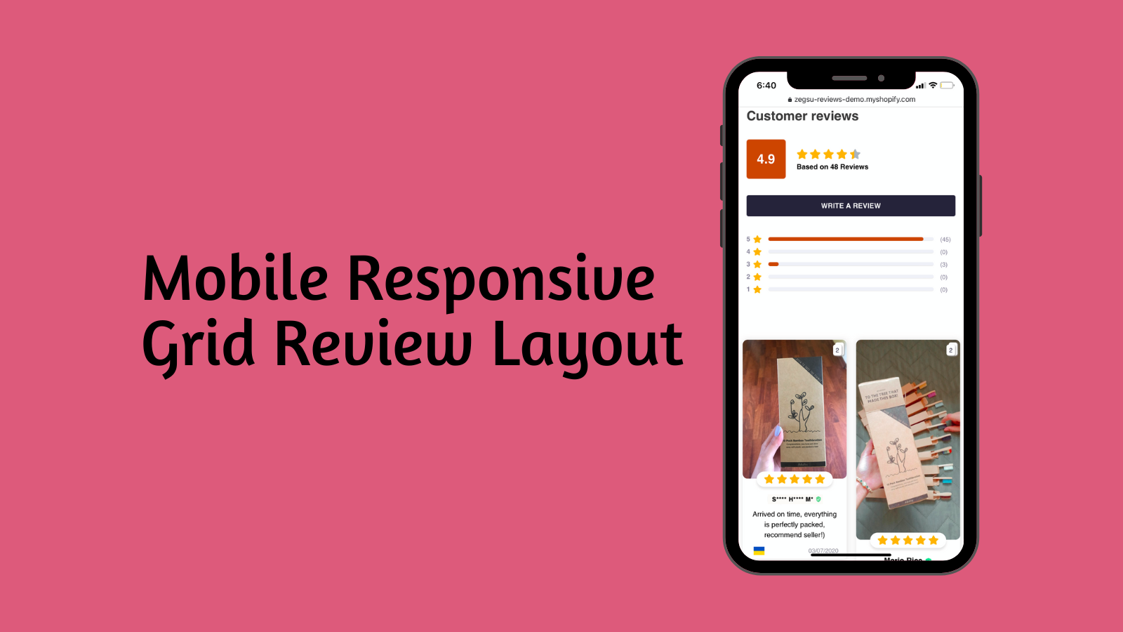 Mise en page réactive pour mobile de la grille d'avis AliExpress