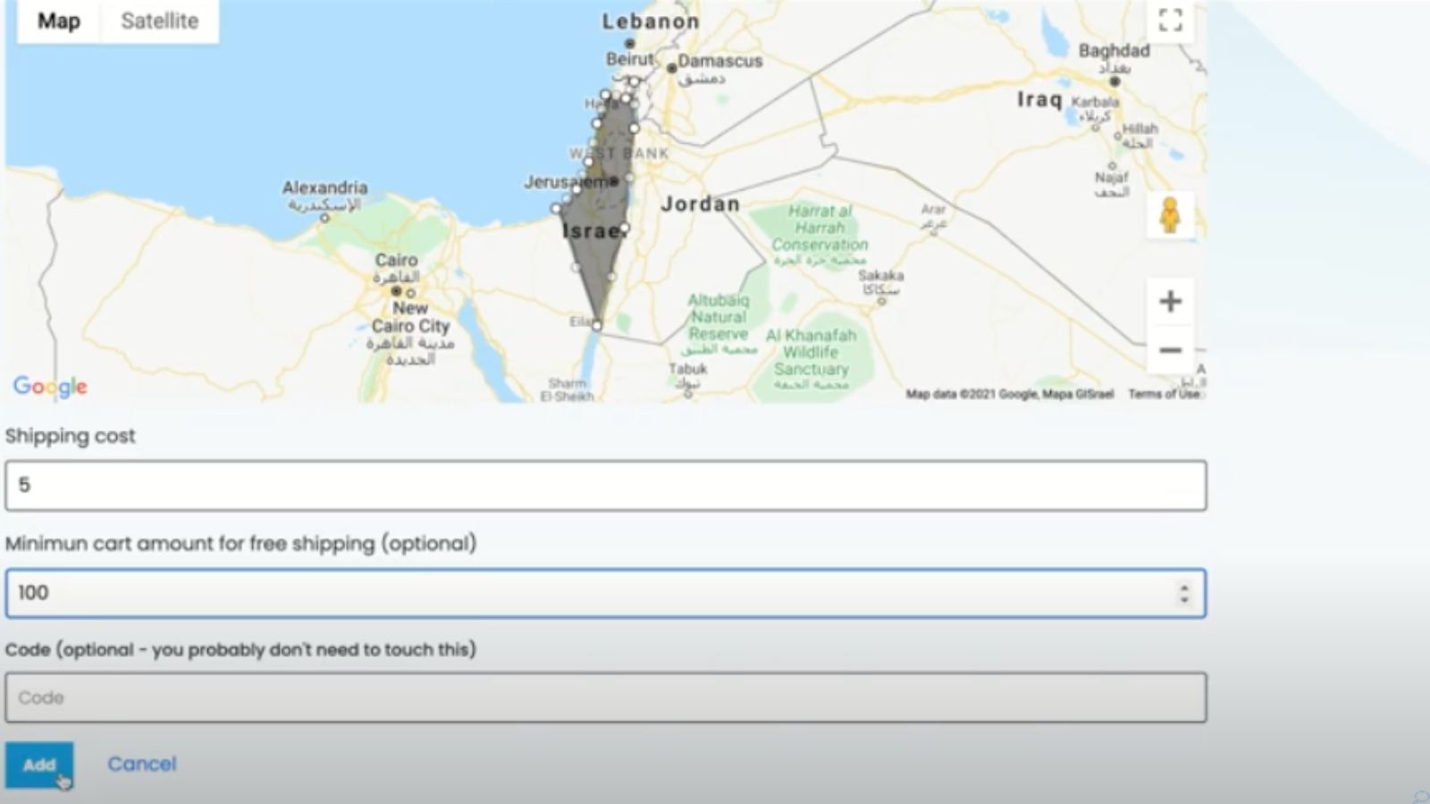 customise shipping zones 