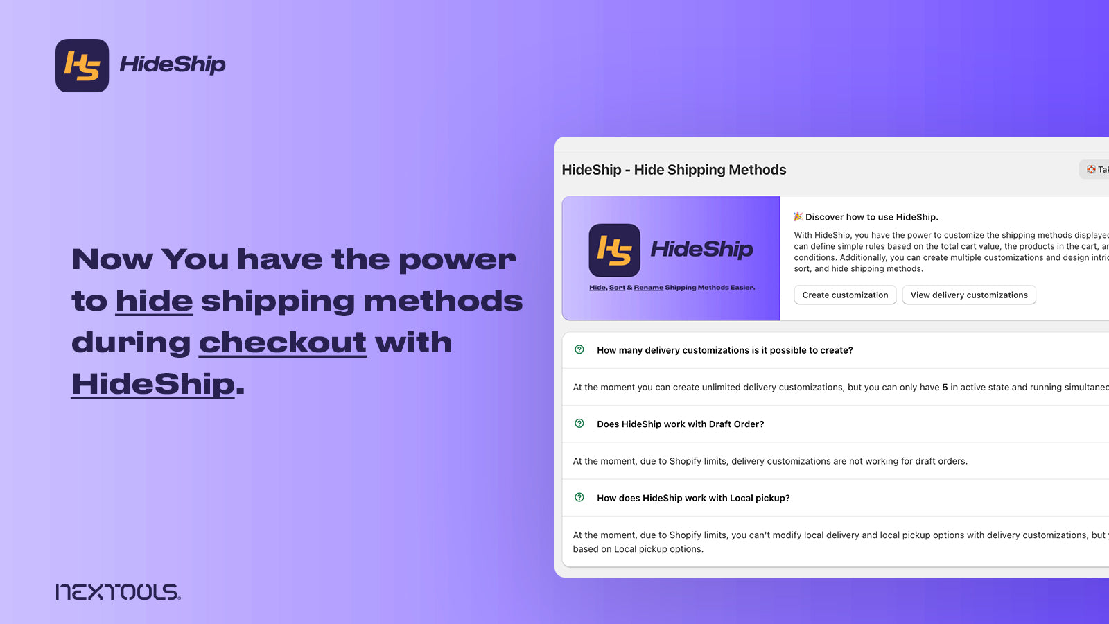 HideShip:Hide Shipping Methods Screenshot