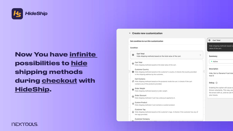 HideShip:Hide Shipping Methods Screenshot