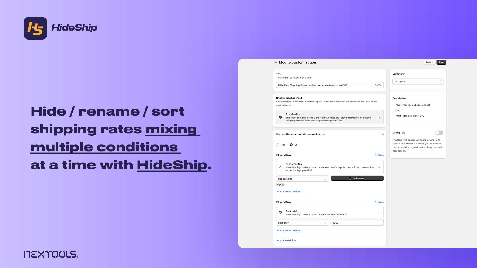 HideShip: Hide & sort shipping methods