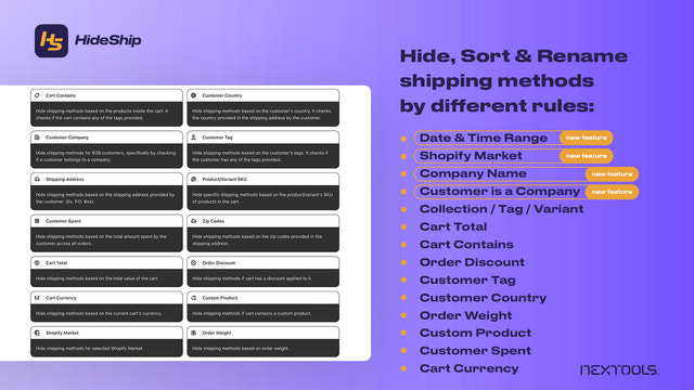 HideShip: 隐藏和排序运输方式