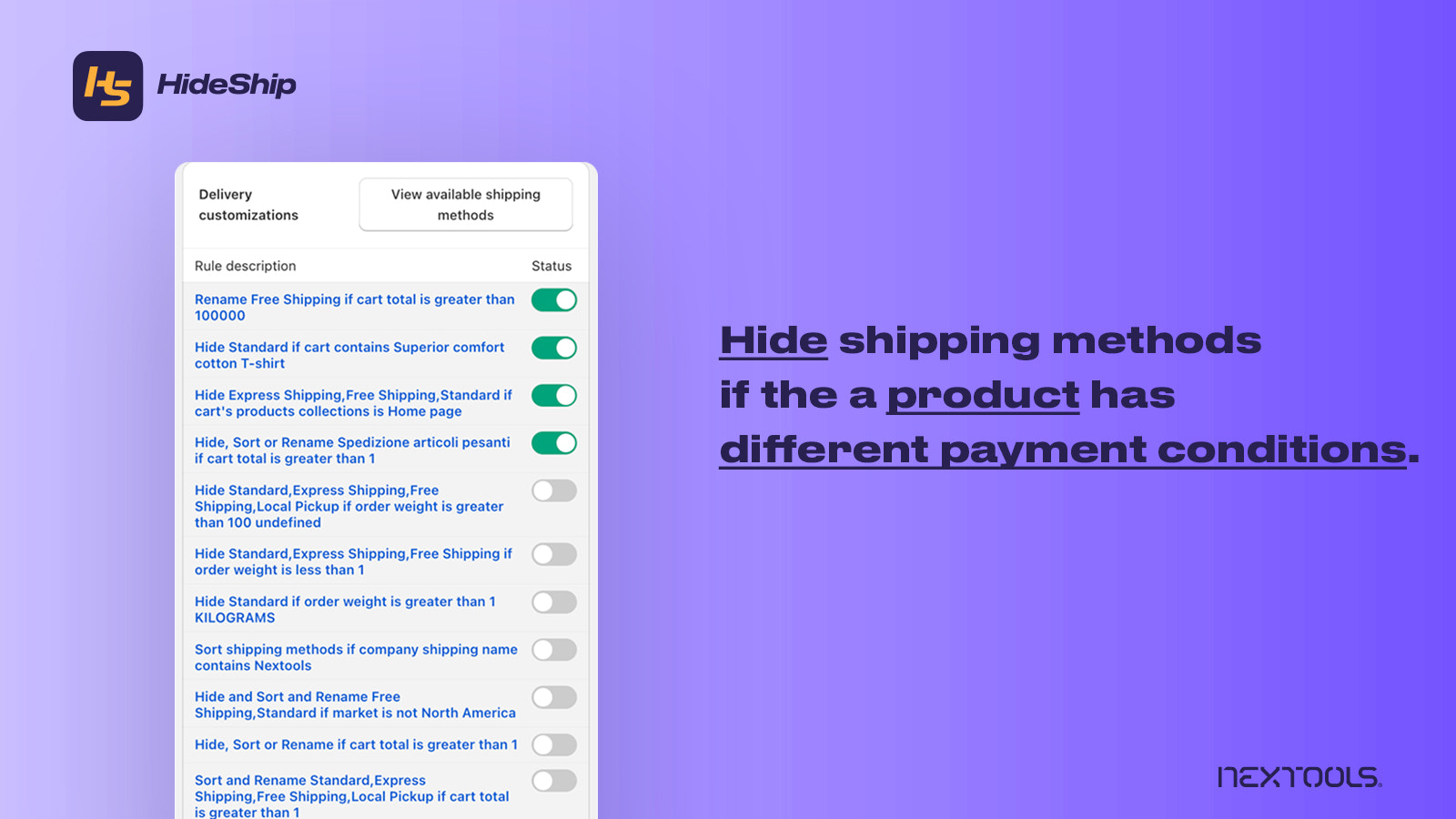 HideShip: Hide & sort shipping methods