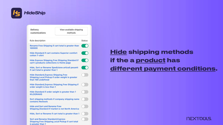 HideShip:Hide Shipping Methods Screenshot