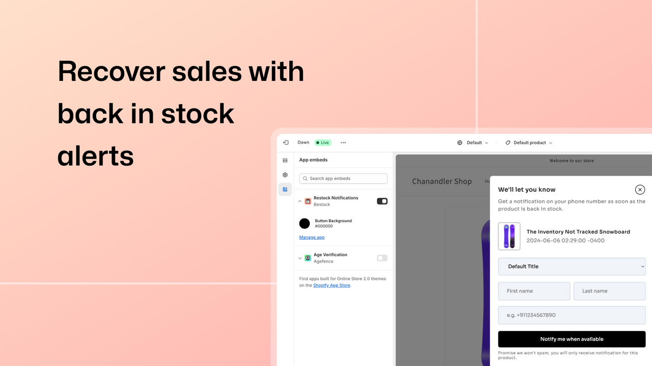 Recover lost sales with back in stock alerts app dashboard