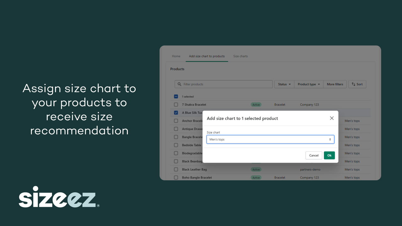 Attribuez un tableau des tailles à votre produit pour recevoir une recommandation de taille